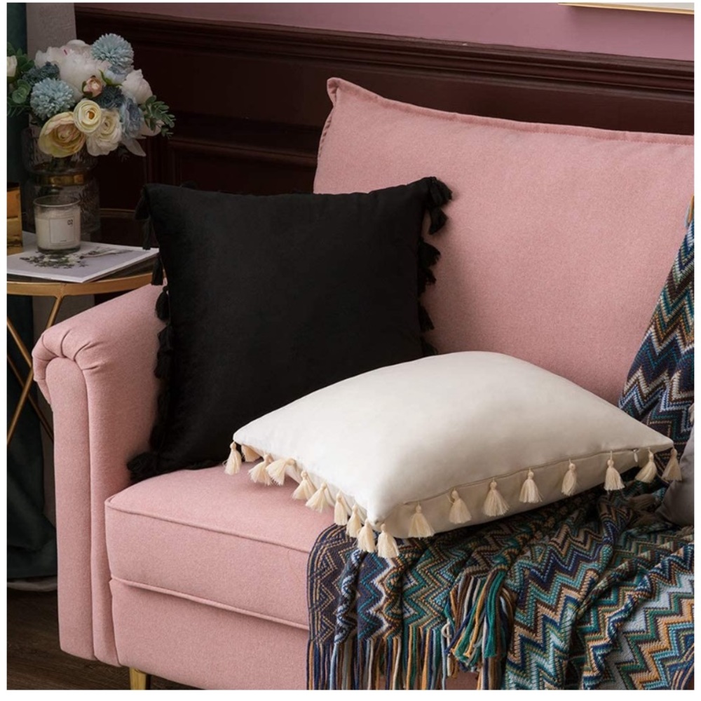 2 Pcs Velvet Pillows Covers Black - Picture 4 of 4